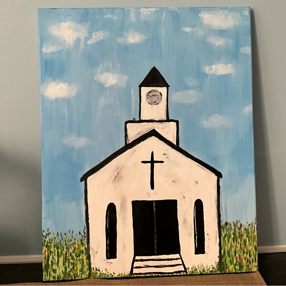 ⛪️ original art work/acrylic painting/20x12/wall hanging